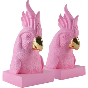 Decorative Bookends Set of 2 Cute Bird Animal Sculpture Book Ends to Hold Heavy Books, Unique Resin Statue Book Stopper for Home Office Desk Bookshelf Decor
