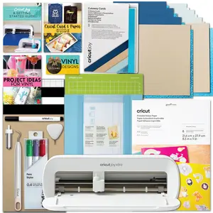 Cricut Joy Xtra Machine with Printable Sticker Paper and Card Kit Bundle - Sticker Making Set with Cutting Machine, DIY Greeting Cards with Pens and Envelopes, Craft Cutting Mats, Tools and Materials