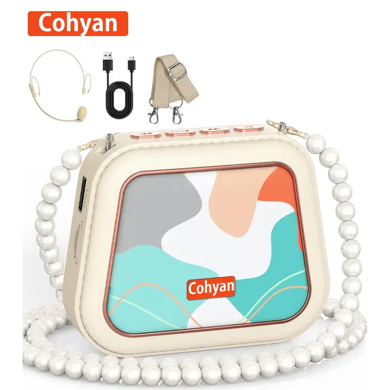COHYAN K20 Portable Bluetooth Wired Audio Voice Amplifier with Headset Microphone and Speaker, Mini Bag Design, for Teachers, Classroom Use,summerwins summerwins