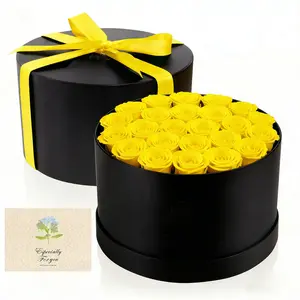24pcs Yellow Artificial Rose Gift Set, Soap Flower Gift Box, Non-Washable, Faux Flower Decorations, Ideal for Mother's Day, Valentine's Day, Birthday, Party Gifts, Includes Card