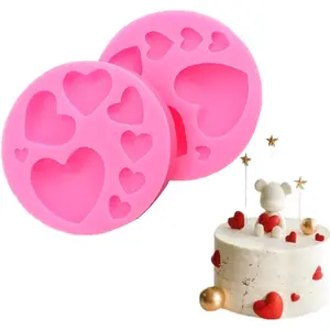 Heart Silicone Molds,2 Pieces Mixed Size Silicone Candy Molds, Heart Shape Molds for Chocolate, Cookie Decor, Pastry, Cake, Jelly, Baking