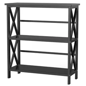 3-Tier Metal Wall Mounted Bookshelf, Drill-Free Open Bookcase for Home Office/Study, Matte Finish Storage Shelves