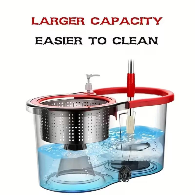Spin Mop and Bucket with Wringer Set, 360° Spinning Mop System 4 Mop Refill Spin Mop and Bucket with Wringer Set, 360° Spinning Mop System 4 Mop Refill