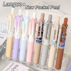 2-Pack Pouch Pen 2.0 Click-Mechanism Neutral Pens Set of 4, Warm Winter Diary High-Aesthetic Design, 0.5mm Pocket Portable Cs Tip