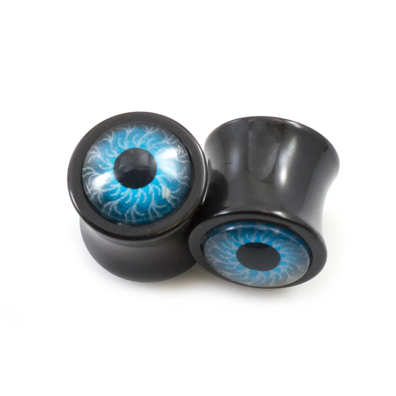 Pair of Ear Plugs Double Flared with Blue Eyes Design