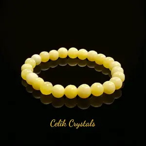 Lemon Jade Bracelet 8 or 10mm Crystal Beads Natural Stones Unisex Stretches for Everyday Wear