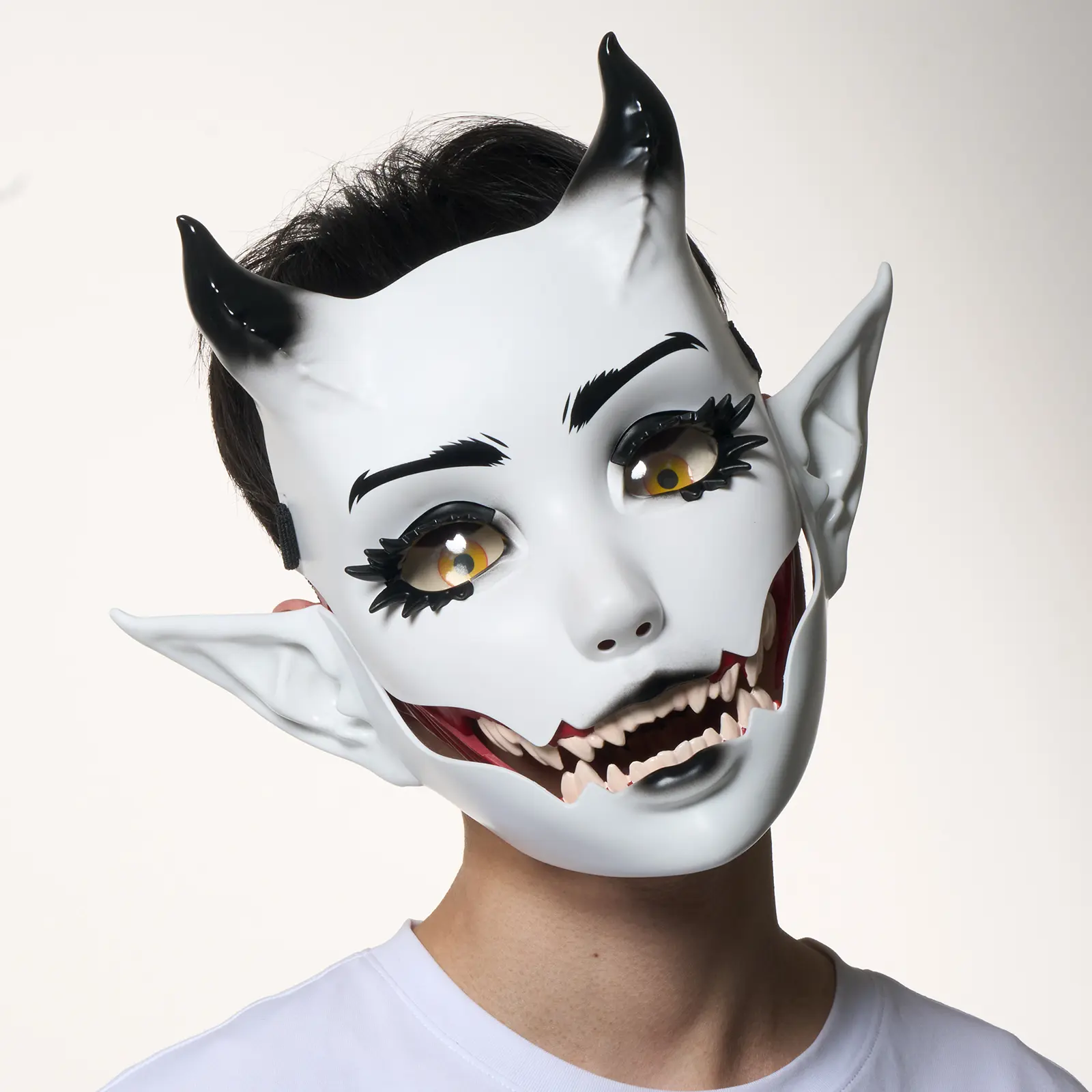 Adjustable chin mask, white angle face mask, with an opening and closing design, suitable for clothing, costume masks, adults, Halloween, parties, school festivals, events, photography, and as a small prop, unisex