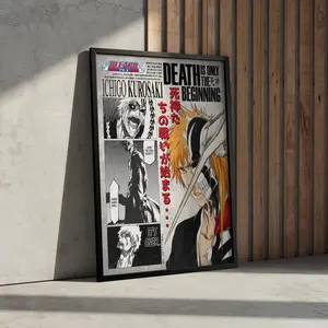 [Sale Off Up To 35%]Bleach Anime Poster Print, Ichigo Kurosaki Manga Japanese Wall Decor Hanging, Birthday Gift for Anime Fan, Minimalist Japanese Aesthetic[NO FRAME][FREE SHIP]