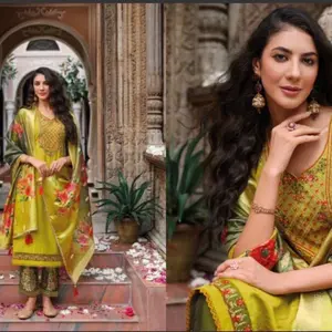 Elegant premium Contrast kurta set with Meenakari work Womenswear Asian