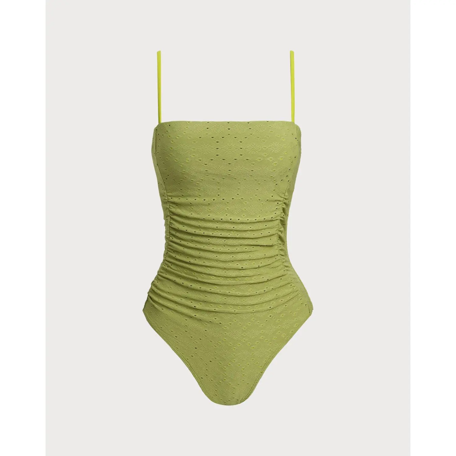 Women's Green Jacquard Polyester 1 Piece Swimsuit Square Neck, Full Cup Removable Cups, High Cut Legs, Moderate Coverage, Cutout Design, Full Coverage Swimsuits, Cutout Swimwear, Full Body Women's One Pieces