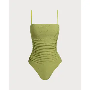 Green Jacquard Bralette One-Piece Swimsuit