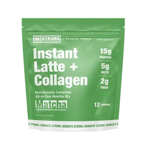 STRONG Coffee  Matcha Latte + Collagen Coffee – Instant Functional Latte with Organic Japanese Matcha, 15g Protein, 5g MCTs, Adaptogenic Blend – Brain-Boosting Healthy Morning Drink, Gluten-Free On-the-Go Coffee Mix
