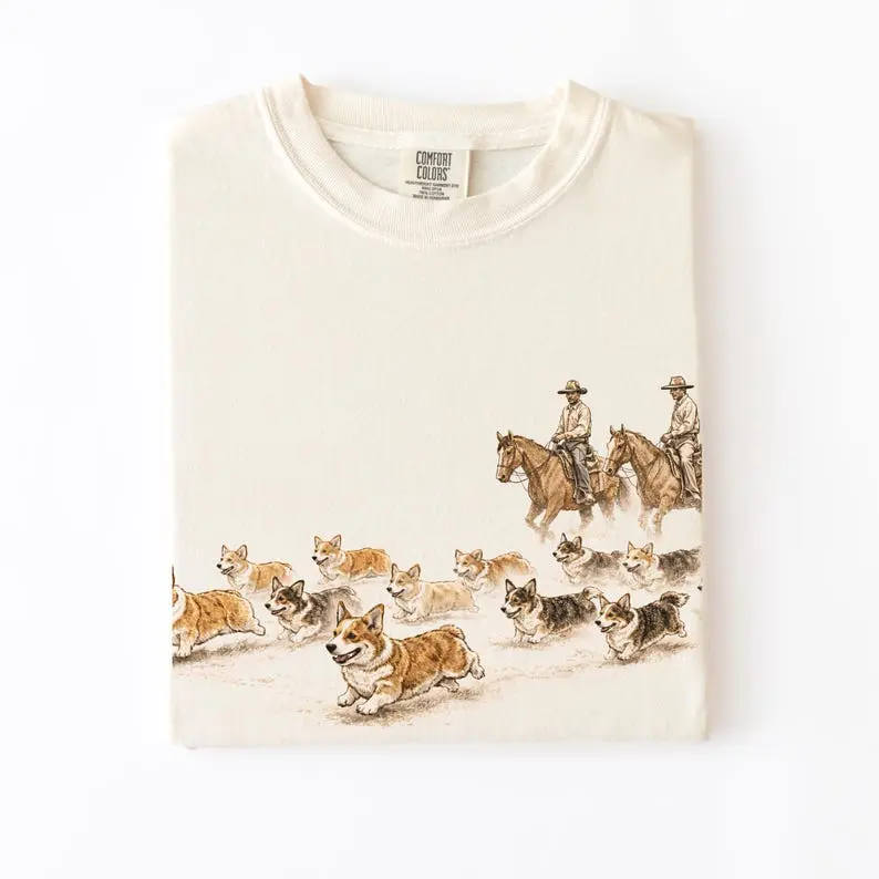 Comfort Colors Western Corgi T-Shirt, Corgi Tee, Dog Person Gift