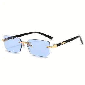 Men's and Women's New Fashion Business Square Frameless Glasses, Ordinary Fashion Glasses |   Modern Fashion Glasses |   Lightweight Glasses Fashion Decoration  Frameless Glasses