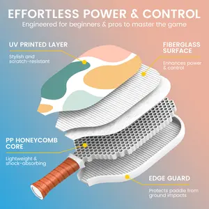 Pickleball Paddle Set, Fiberglass Material, Non-Slip Textured Handle, Suitable for Beginners and Professionals, Pickleball Sports, Includes 2 Paddles, 4 Indoor/Outdoor Balls, and a Bag, Best Gift