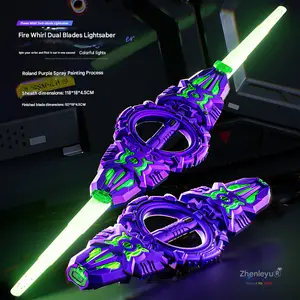 Double Head Light Saber, 7 Color Glowing, 360° Rotating, Safe Non-Toxic Design, Role Play Holiday Gift, Party Birthday Christmas Present glowfidget glowinthedarktoys