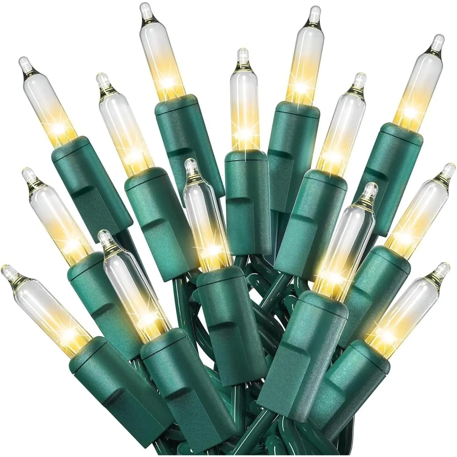 50 Count Clear Christmas Tree Lights - 10 ft Warm Fairy String Lights with Green Wire - Indoor and Outdoor Mini Light for Christmas, Holiday Decorations, Trees, Fences, Patios and More
