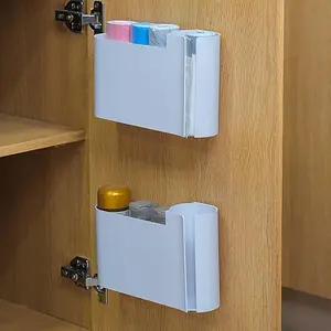 Wall-Mounted Dual-Layer Trash Bag Holder with Transparent Window, Easy Installation Space-Saving Kitchen Cabinet Storage Box, Durable Abs Plastic Organizer, Garbage Can Organizer
