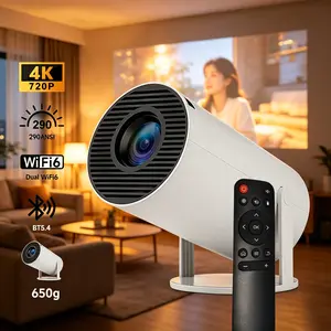 Pico Projector Bluetooth 5.4 WiFi Mini Portable Tabletop with 720P LED Display 290 ANSI Lumens Android OS Built-In Speaker Remote Control for Home Cinema Outdoor Game Audio tiktokshopspringglowup