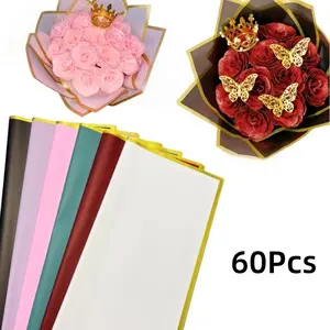 High-End Gold Edge Packaging Paper 20Pcs or 60Pcs, Ideal for DIY Crafts,Flower shop floral arrangement, Weddings, Birthdays, Valentine's Day, Mother's Day, Father's Day,Christmas, New Year, Graduation Gifts ﻿