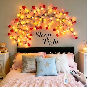 Romantic Rose LED Light String, Maple Leaf Branch Shape, USB Powered, 8 Modes Dynamic Lighting, DIY Decorative Lamp for Bedroom Living Room, Interior Led Lights