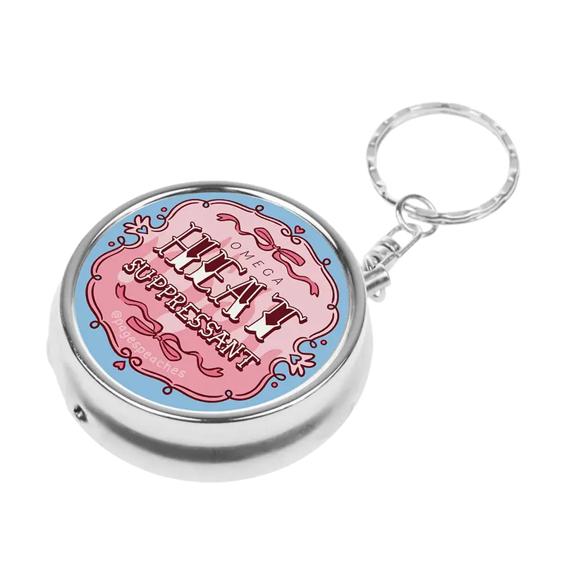 Page's Peaches Omega Heat Suppressant Pill Case Keychain with 3 Way Divider for Travel pill organizer