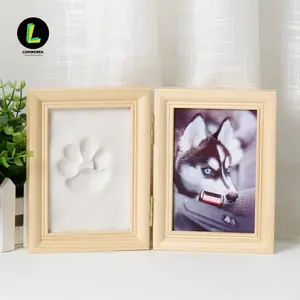 Pet Gift Dog Paw Print Footprint Commemorative Photo Frame Cat Paw Print DIY Clay Photo Frame Gift Idea Memorial Photo Album