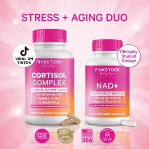 Pink Stork Stress + Aging Duo | Cortisol Supplements + NAD for Women | for Adrenal Support and Brain Health