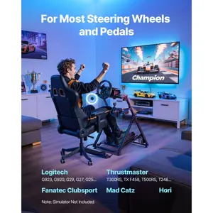 VEVOR Racing Wheel Stand, Adjustable Foldable Simulator Stand for Logitech G923 G920 G29 G27, Thrustmaster T300RS TX F458 T500RS T3PA-PRO(F1/GT) Gaming Cockpit, Pedals Simulator NOT Included