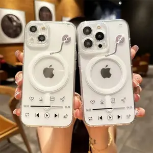 Music Player Magnetic Phone Case Is Suitable For Apple 15/14/13 Promax Phone Case 12/11 Transparent, Cover, Accessories, Smartphone, Cellphone