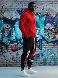 Super Saiyan Print Casual Pants, Men's Heavyweight Jogger Pants with Drawstring Waist, Women's Stylish Fitness Trousers, Active Workout Wear