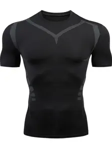 Men's Slim Fit Compression Shirt - Short Sleeve Athletic Muscle Tee
