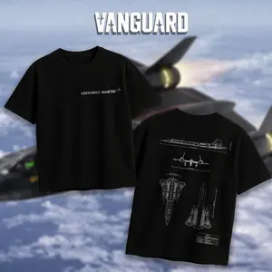 VANGUARD SR-71 Blackbird Blueprint Double Sides Heavy Cotton T-Shirt Vintage Lockheed Martin Graphic Tee Military Enthusiast Streetwear Clothing Gift for Men Breathable Printing