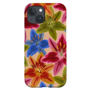 Peach Lily Flower Phone Case - Hand-Drawn Floral MagSafe Case Phone - Case iP 16 15 14 13 12 11 X