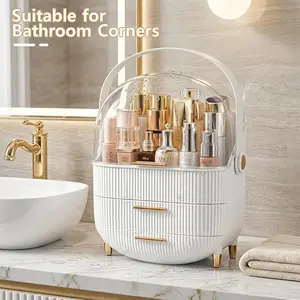 Makeup Organizer Skincare Organizers - Cosmetic Display Cases with Transparent Cover, SkinCare Organizers for Bathroom Countertop, Bedroom Vanity Desk, Lipstick Organizer, White