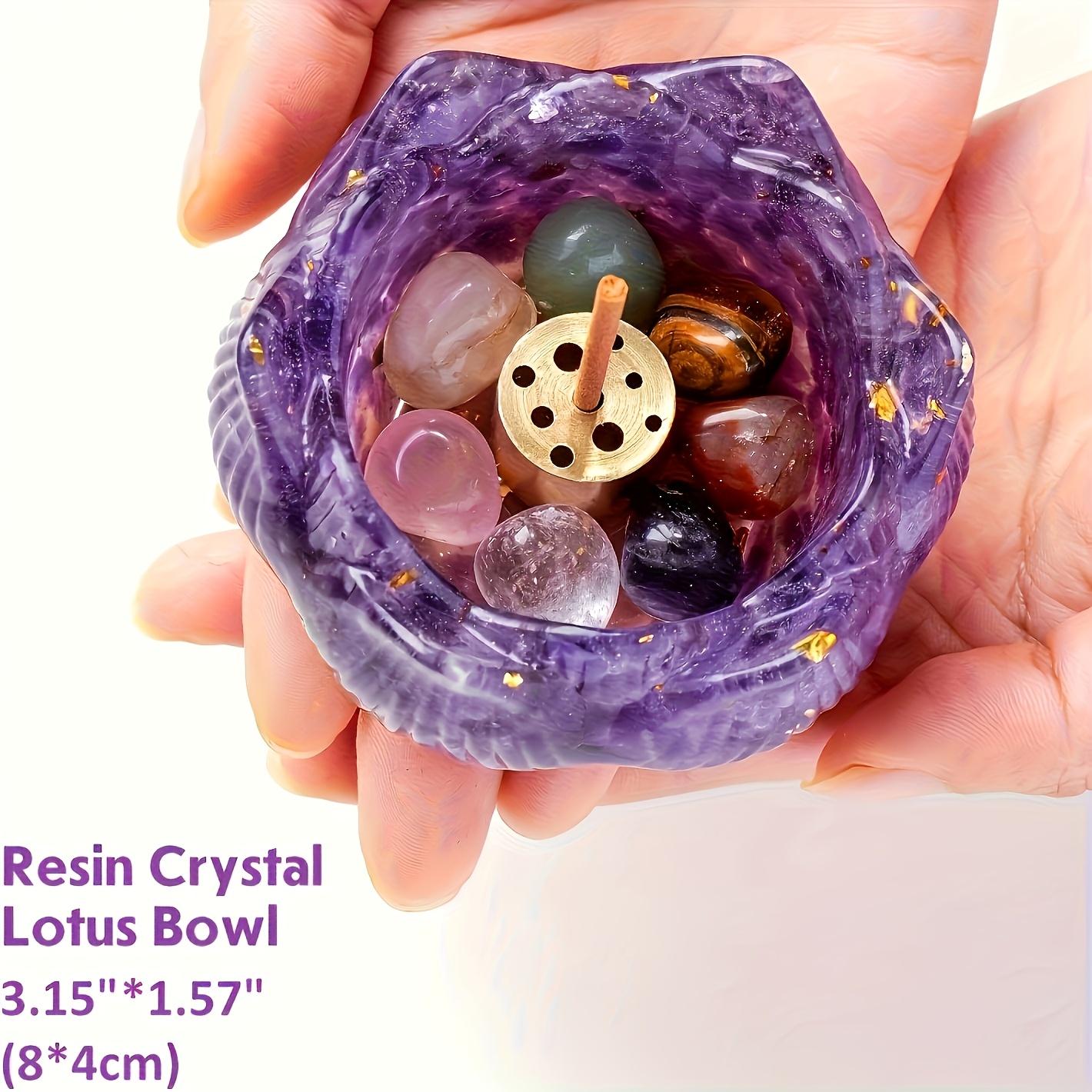 Handmade Lotus Crystal Aromatherapy Set - Candle Holder and Diffuser Bowl Infused with Natural Crystals | Unique Birthday Gift, Suitable for Him and Her, Perfect for Halloween, Christmas, Thanksgiving, and Other Holiday Decorations