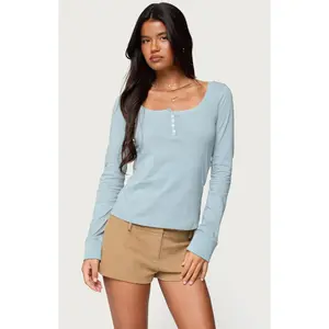 Edikted Women's Steffey Scoop Neck Henley Top