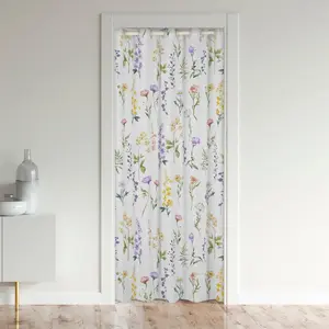 Feelyou Floral Door Curtain - Flower Garden Botanical Spring Nature Theme White 30%-50% Blackout Cover, Home Textile, Interior Decoration Accessories, Home Decoration, Room Decor, Window Solution, Window Curtain, Home Decoration Curtain,summervibes