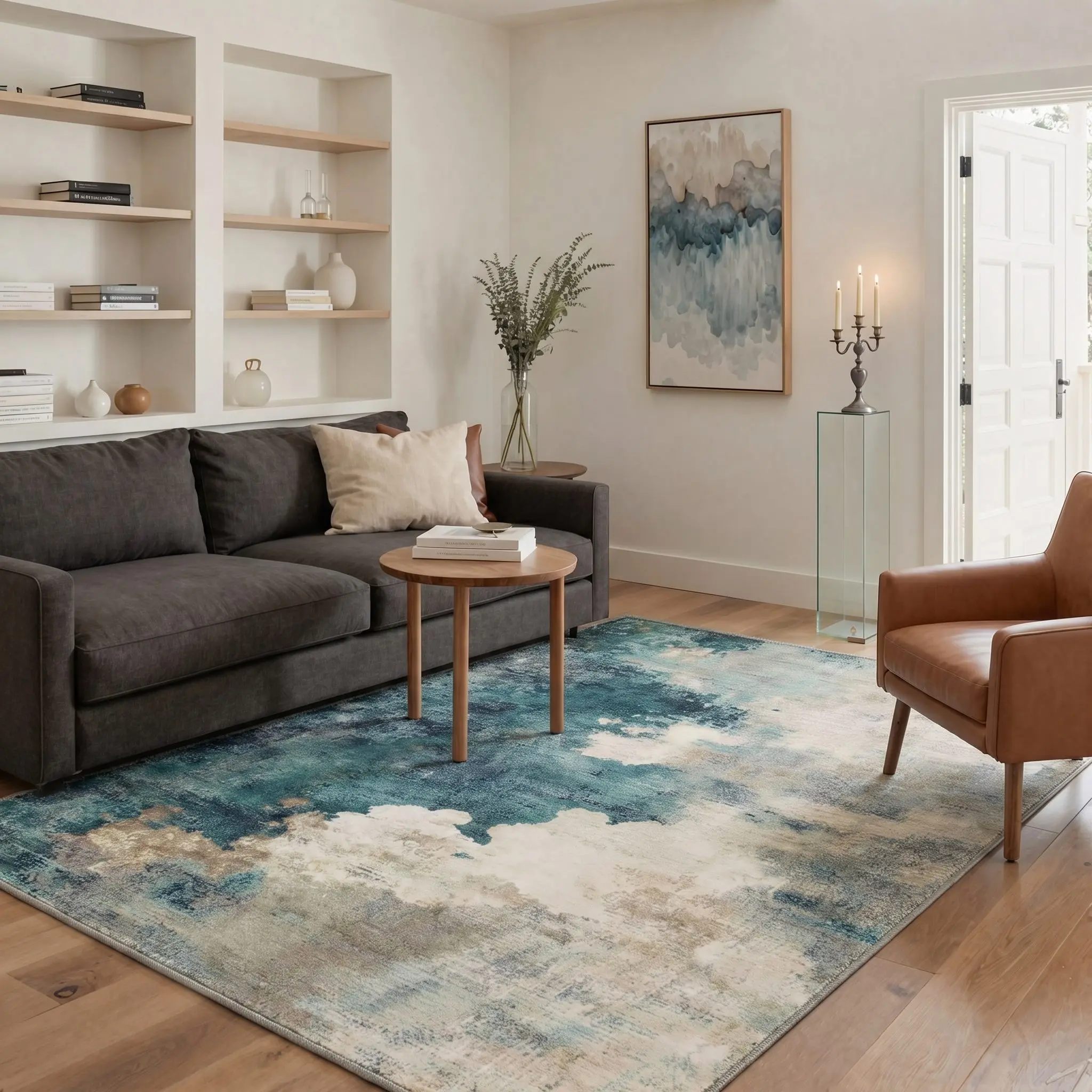 【Deals For You Days】GENIMO Area Rug – Pet Friendly, Non-Slip, Machine Washable Carpet, Soft Floor Rug, Stylish Home Decor for Living Room, Bedroom, Hallway ,ARA2799-MARBLE