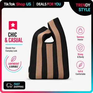 Women's Knitted Wool Bucket Tote - Versatile Casual Bag (Box Rice Bag Style)