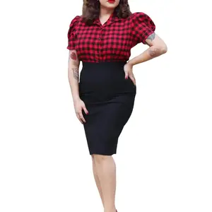 Vintage Black Fitted Pin Up Pencil Skirt for Women - Womenswear, Bottom