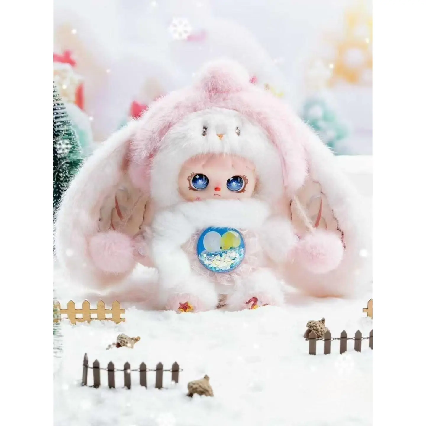 Mocici Sugar Heart Rabbit Warm Whisper Series,Bunny Plush Dolls,Soft Furry Collectibles,Backpack or clothing decoration,Stuffed Animal