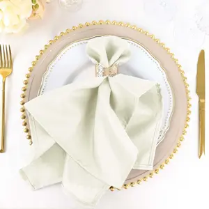 5 Pack Polyester Napkins 20"x20" Ivory - Durable & Wrinkle Resistant Dinner Napkins