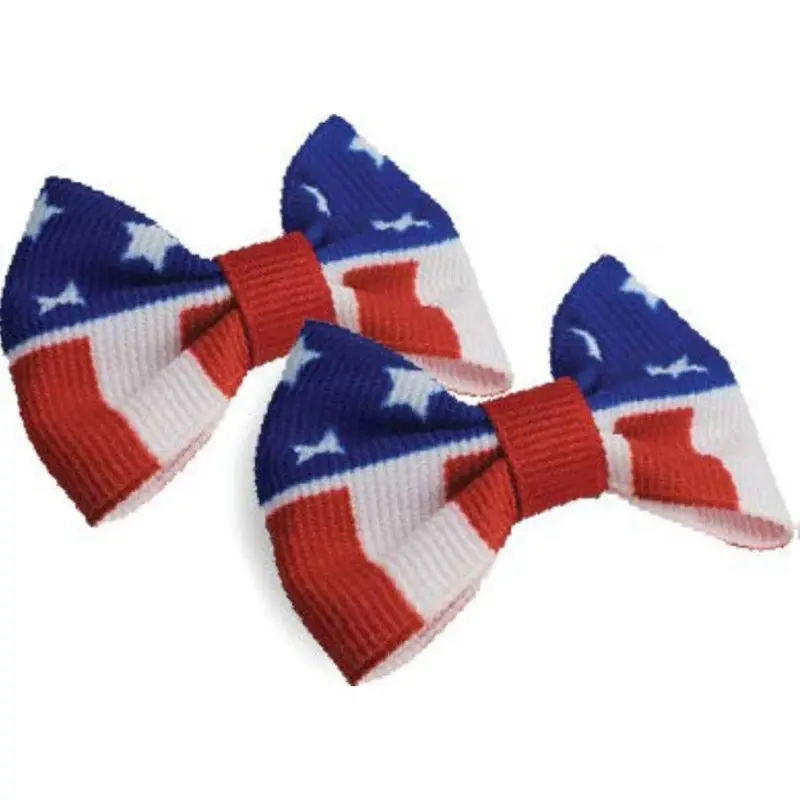 Patriotic Red White Blue Dog Hair Bows - 2 per card