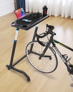 【Summervibes】VEVOR Cycling Desk,  Mobile Foldable Multi-Functional Bike Trainer & Treadmill Desk with Lockable Wheels, Non-Slip Multi-Slot Bike Trainer Fitness Desk with Handle Bar, Fit for Home Office Exercise