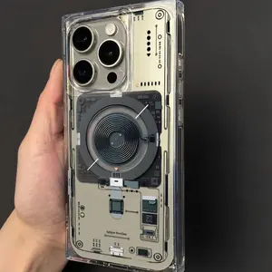 Transparent Ice Crystal Cube Black Technology Soft Rubber Cases for iPhone 17 16Pro/15promax/14pro/13promax/13/12  pro max plus Anti-drop Shockproof Square Simple Design case