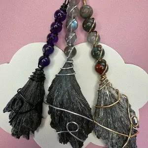 Black Kyanite Witch Broom Pendant