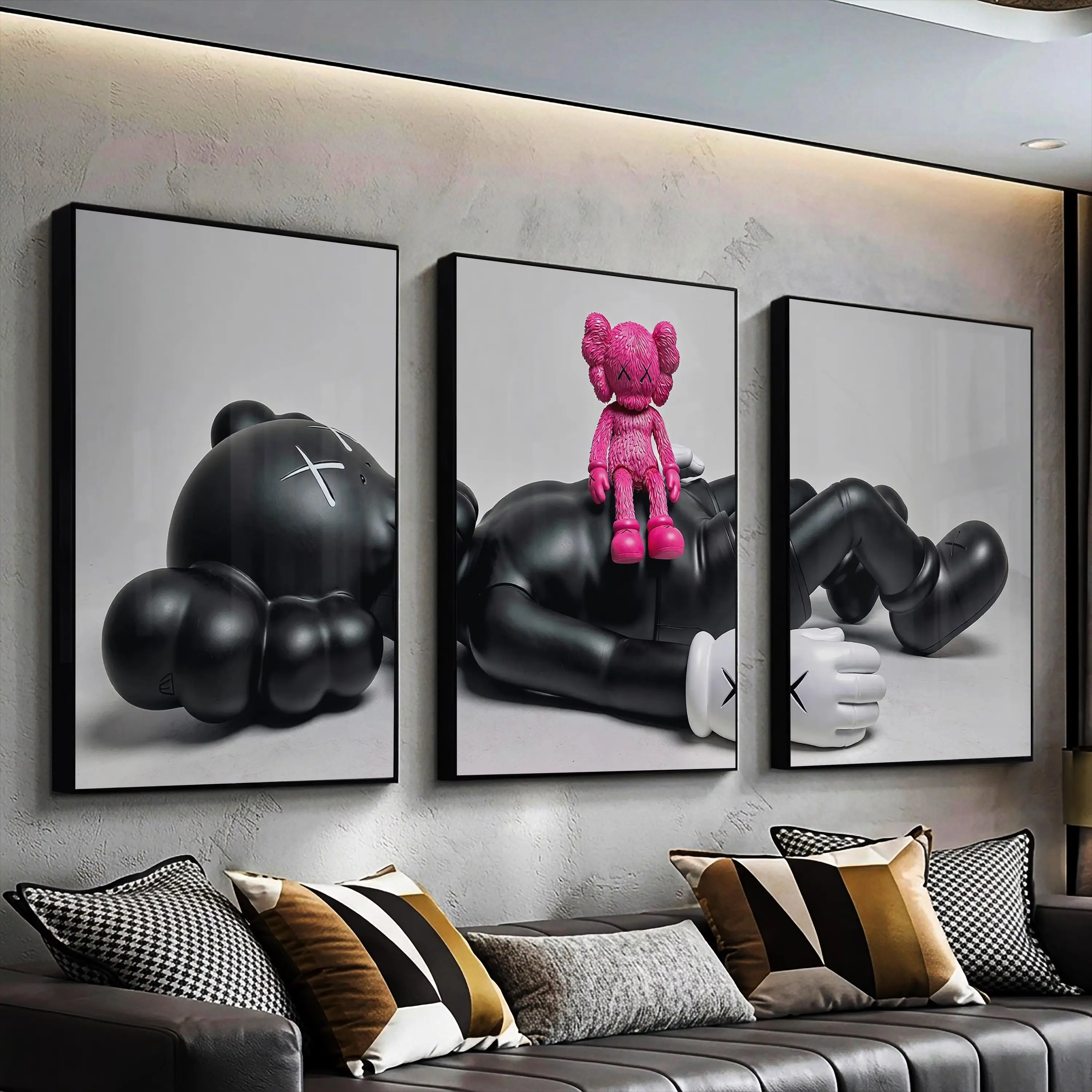 Set of 3 KAWS Wall Art Prints, HYPEBEAST Decor, Kaws Poster, Kaws Decor, Kaws Figure, Hypebeast Toys,Home decore