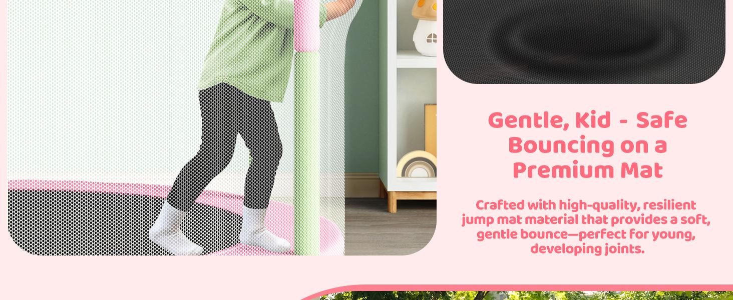 Yohood 55" Trampoline for Kids with Enclosure, 6-in-1 Toddler Trampoline Indoor Outdoor, Upgrade Full Anti-Rust Tube with Adjustable Gymnastics Bars for Boys Girls