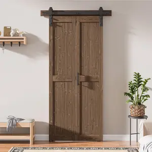 COAST SEQUOIA Bi-Fold Barn Door 30in./36in./40in./44in./48in. x 84in. Assembled Knotty Pine Wood with Durable Hardware for Sound Insulation and Durability